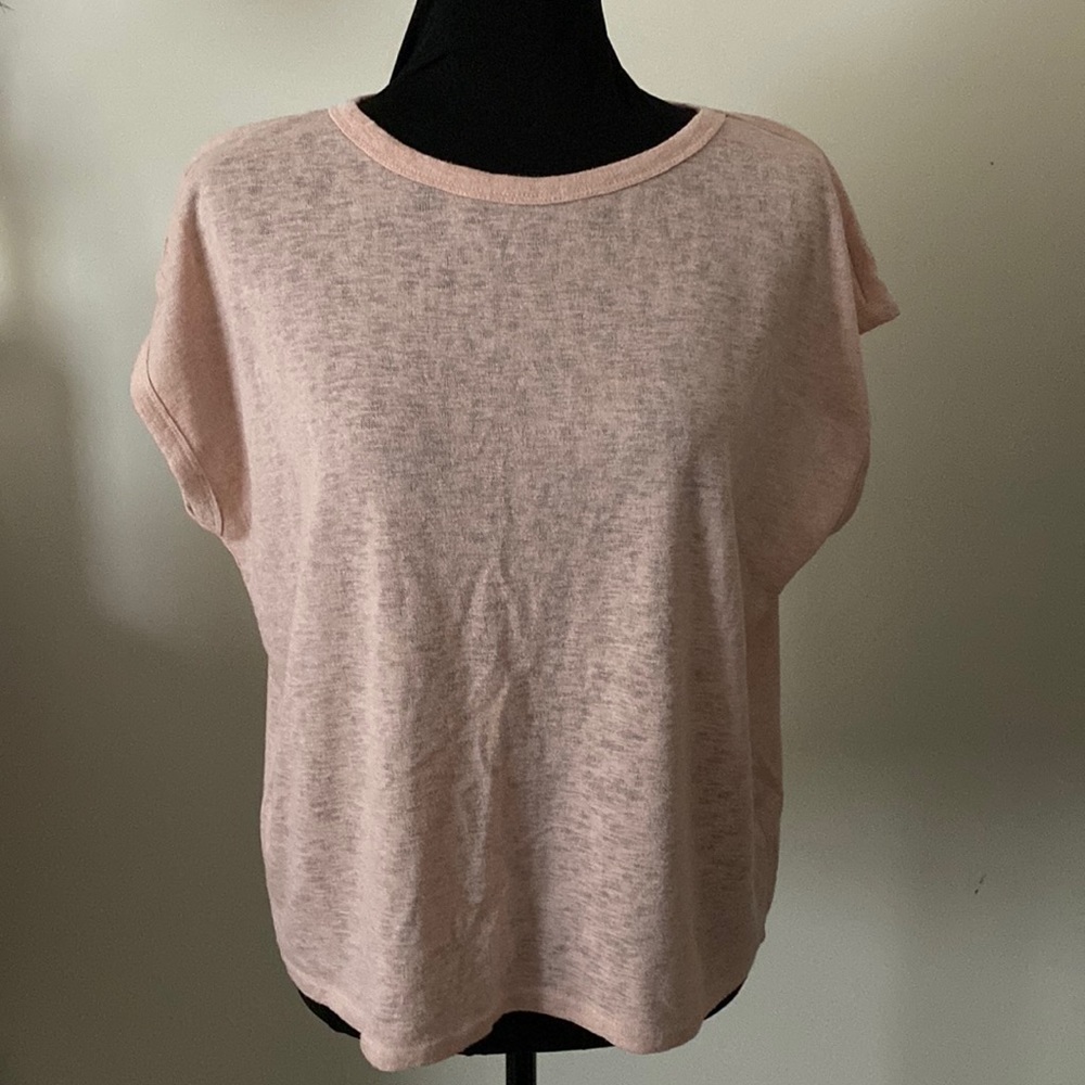 Forever 21 Open Back short sleeve Top shirt M plunge cut out Dusty rose pink new